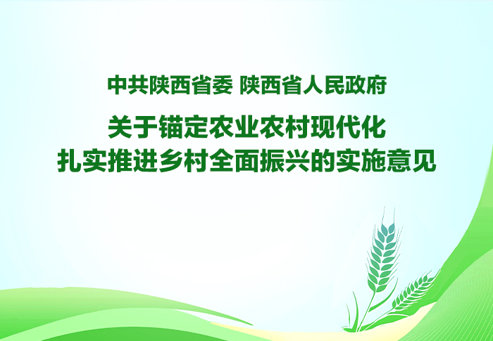 中共陕西省委 陕西省人民政府 关于锚定农业农村现代化扎实推进乡村全面振兴的实施意见